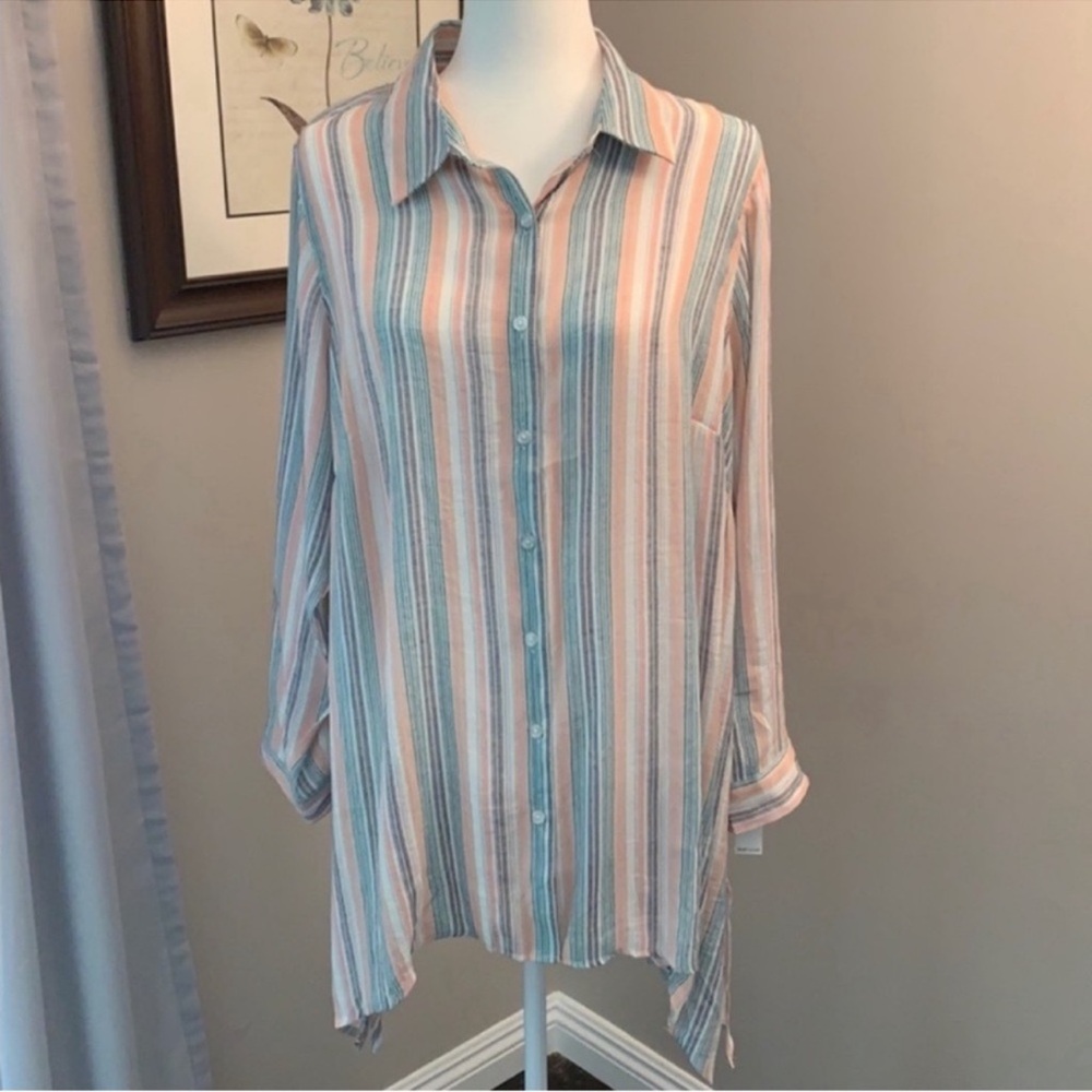 Zac & Rachel Striped Button-Up Blouse